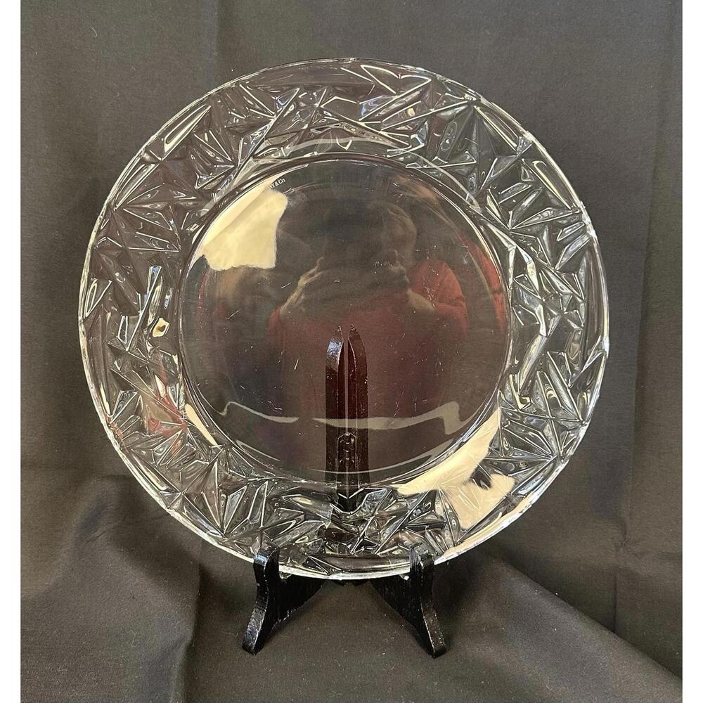 Vintage Tiffany & Co Round Dinner Plate Crystal Rock Cut 10" Clear Scratches